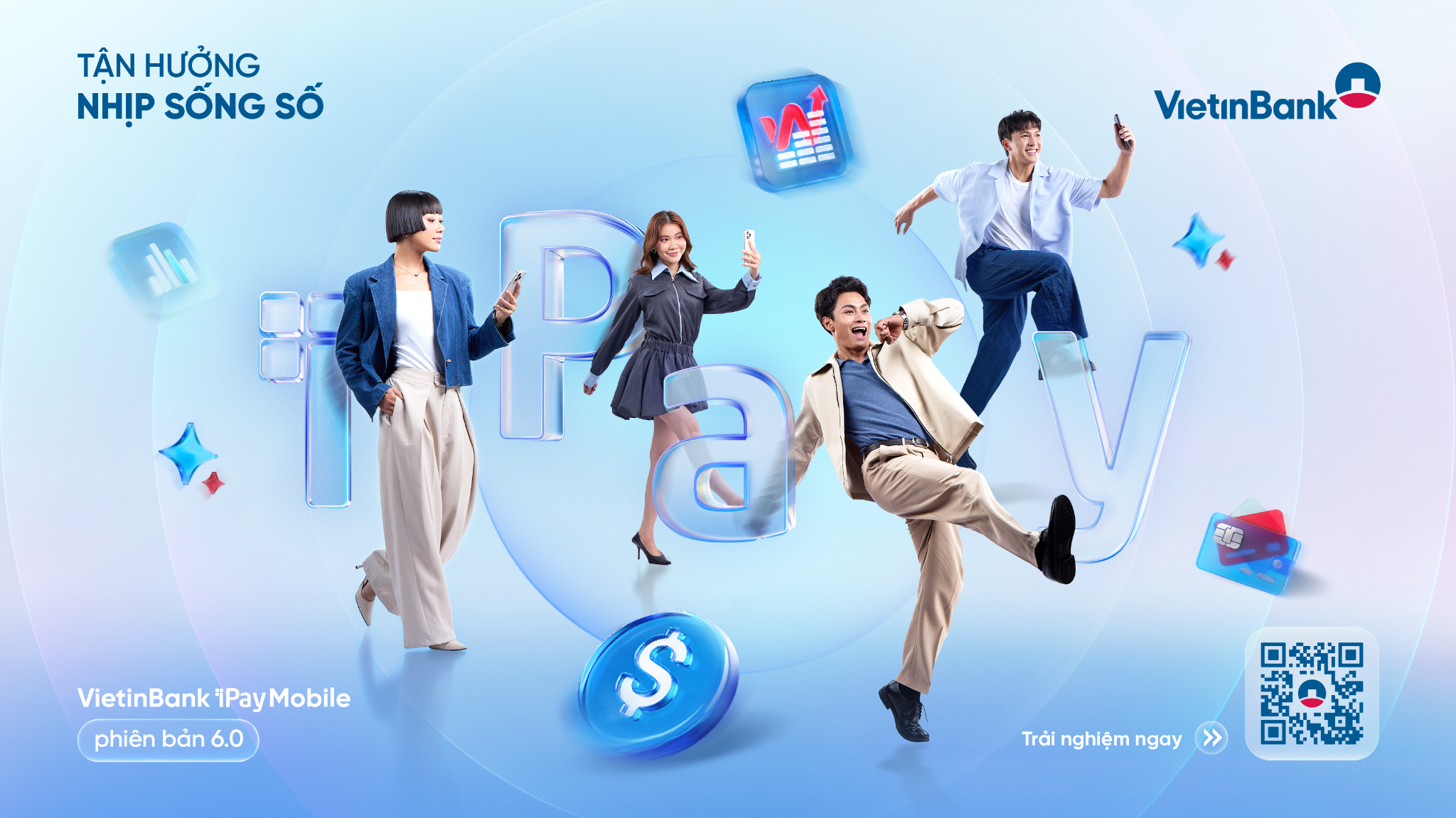 VietinBank iPay Mobile phiên bản 6.0 hiện đại hơn, trực quan hơn với hơn 500 tiện ích số tích hợp trong cùng một ứng dụng (Ảnh: VietinBank)