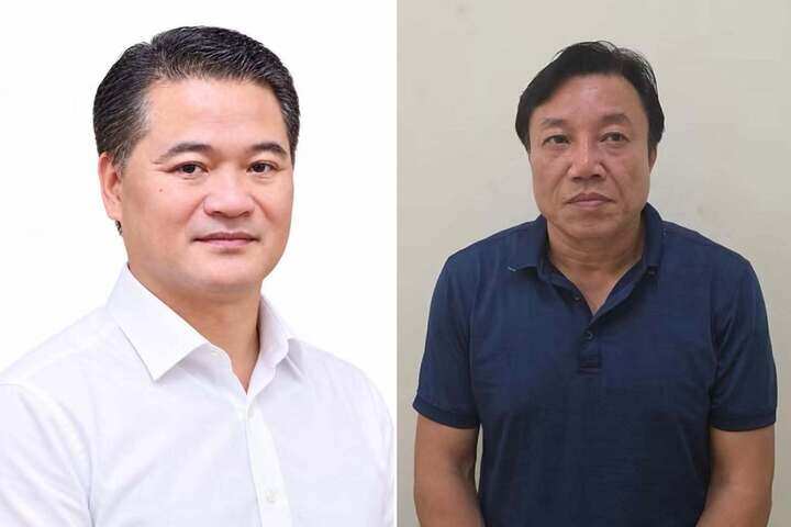 Bị can Lê Đình Thanh Sơn và ông Nguyễn Huy Ngọc.