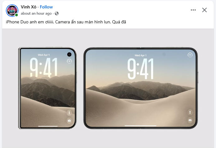 iPhone Duo với màn hình gập, camera ẩn trong màn hình "đốn tim" iFan.