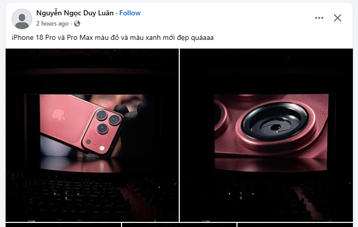 iPhone 18 Pro Max màu đỏ được khen đẹp.
