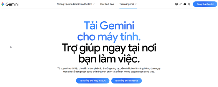 Đã có ứng dụng Gemini cho máy tính Windows.