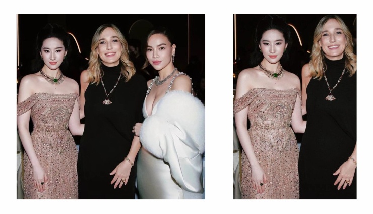 Ảnh trái do Hồ Ngọc Hà đăng tải, còn ảnh phải do Lưu Diệc Phi chia sẻ. Minh tinh Trung Quốc cắt hình Hồ Ngọc Hà khỏi ảnh chụp chung. 