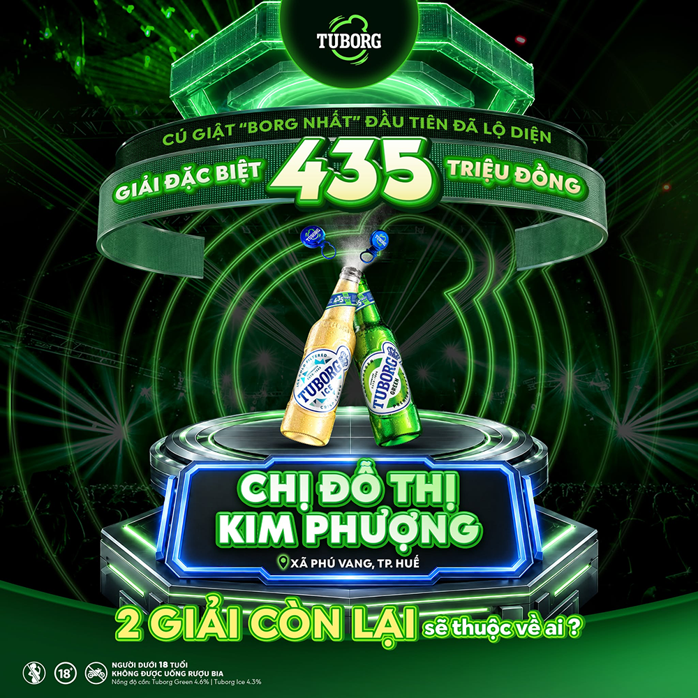 Danh tính chủ nhân giải đặc biệt 435 triệu đồng đầu tiên của Tuborg đã lộ diện, kích hoạt cuộc đua săn 02 giải tối thượng còn lại trên toàn quốc.