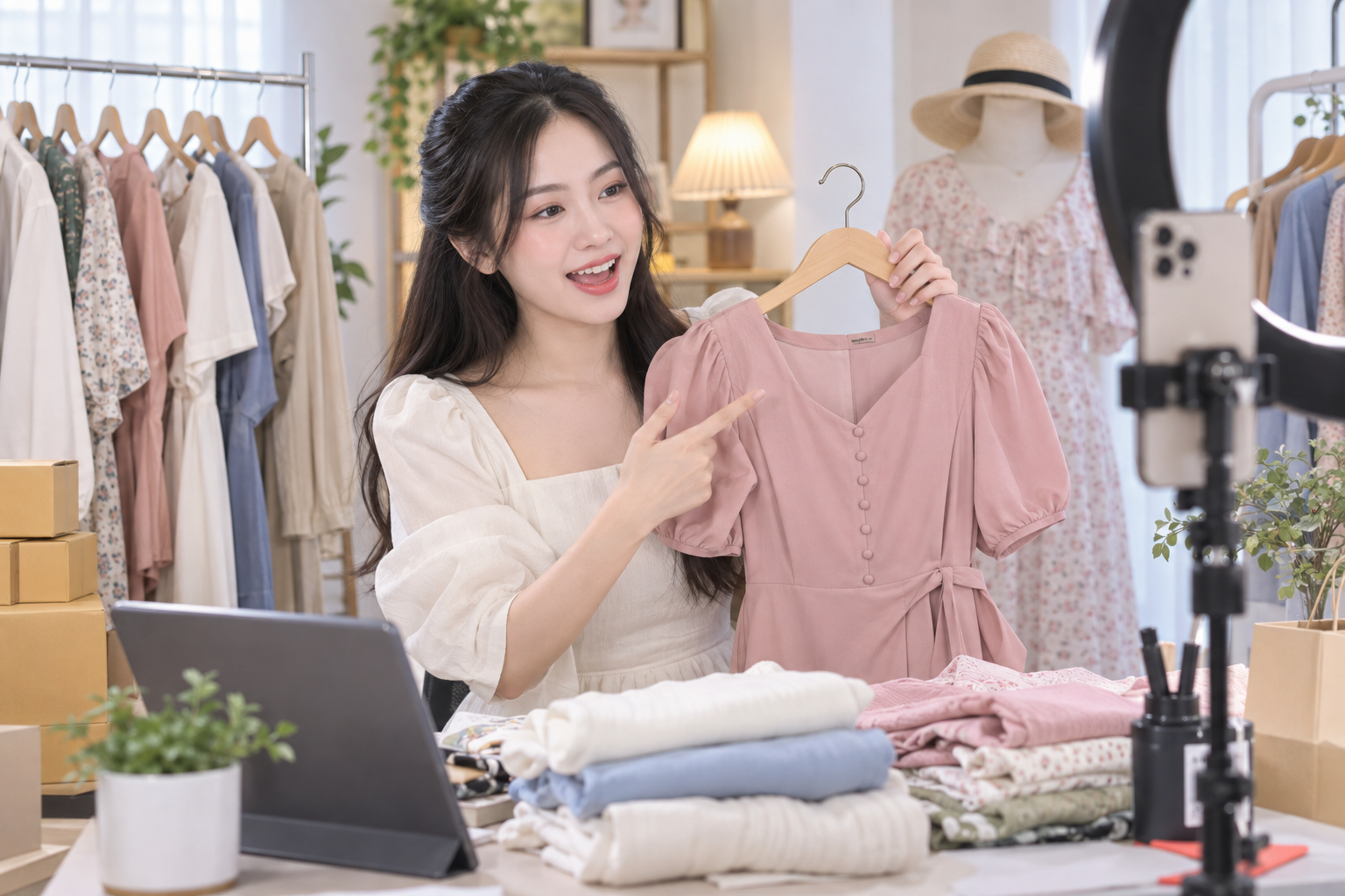 Livestream bán hàng qua mạng đã trở thành xu hướng mới. (Ảnh minh họa: A.I)