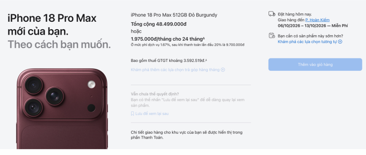 Các phiên bản phổ thông của iPhone 18 Pro Max "cháy hàng", lùi thời gian giao.