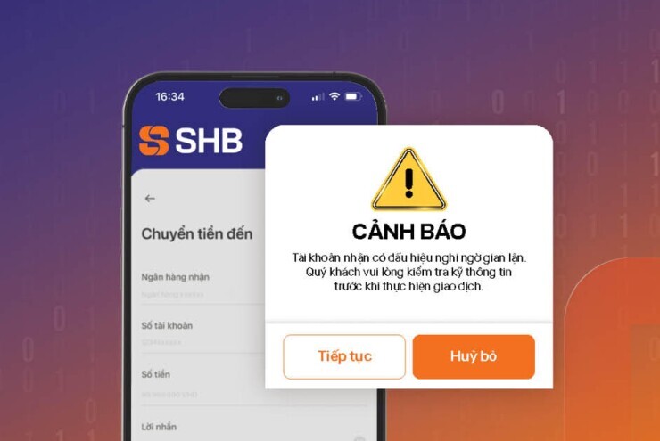SHB mở rộng tính năng cảnh báo tài khoản nhận tiền có dấu hiệu nghi ngờ gian lận, lừa đảo