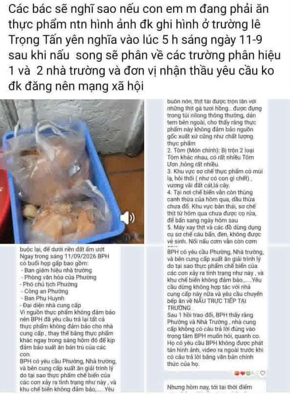 Thêm sự cố suất ăn bán trú: Phụ huynh Hà Nội phát hiện thịt gà bốc mùi, UBND phường nói gì? - 2