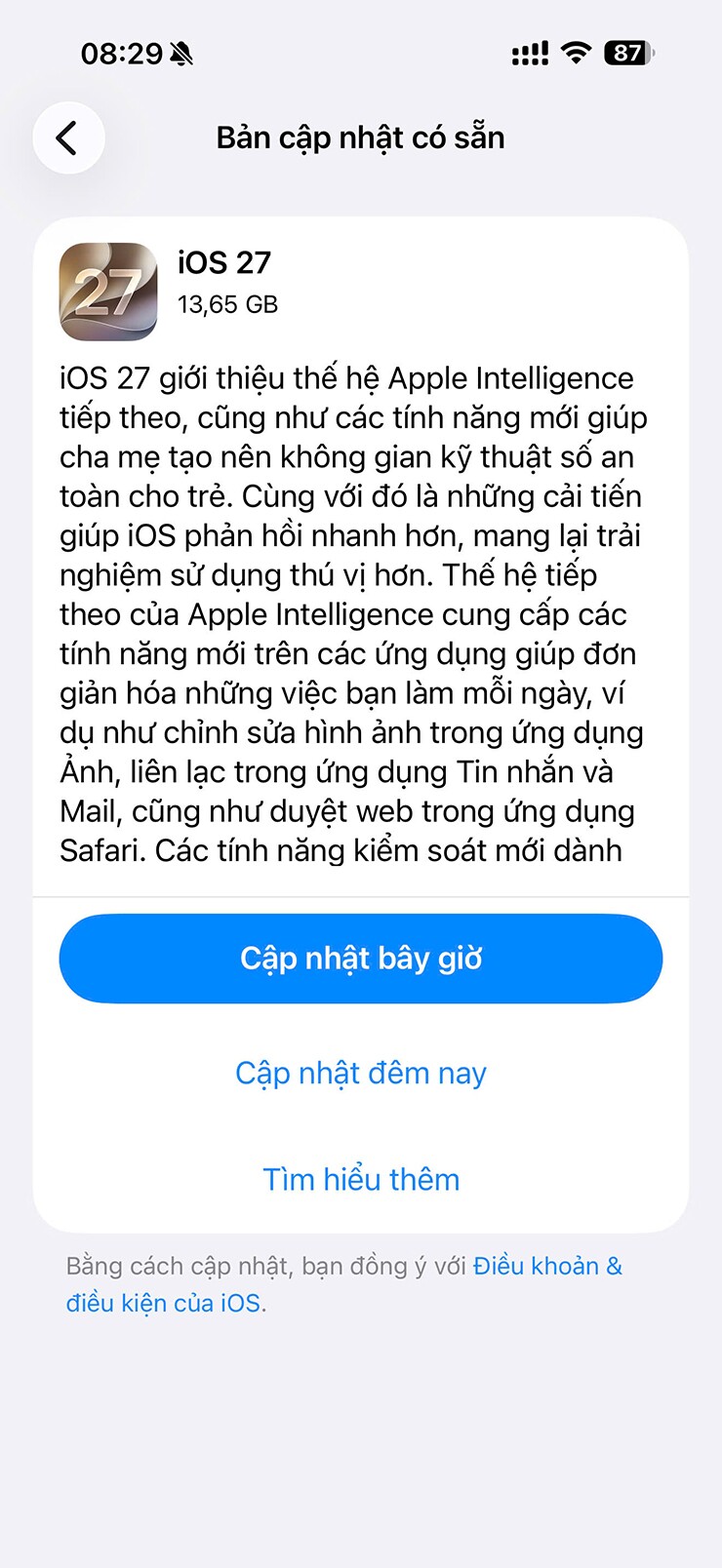 Người dùng quan tâm iOS 27 đã có thể tải về trên các mẫu iPhone tương thích iOS 26.