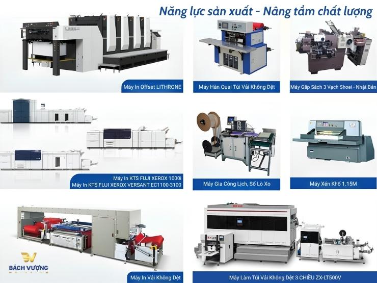 Xưởng in sở hữu dàn máy móc công nghệ cao giúp các sản phẩm in catalogue và in tem nhãn được kiểm soát nghiêm ngặt về độ sắc nét và độ bền màu