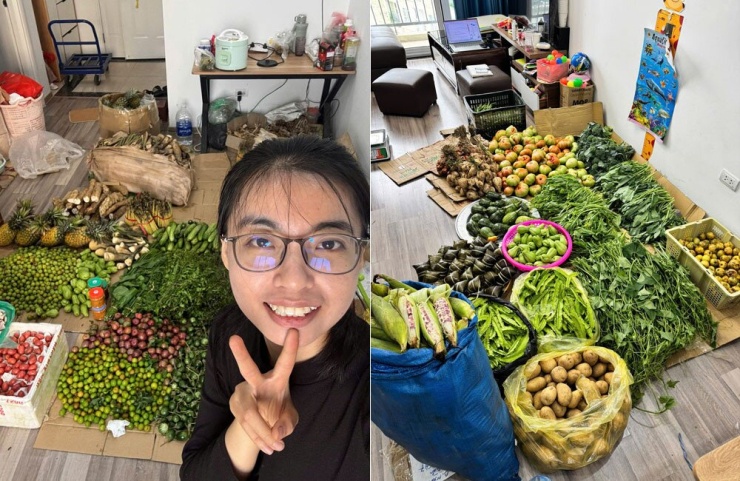 Chị Oanh đã có gần 2 năm bén duyên với công việc bán rau, củ, quả ở chung cư