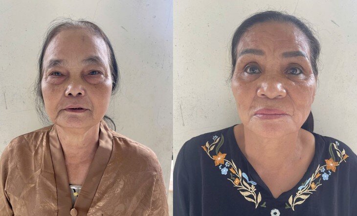 Đối tượng Phạm Thị Ơn (mặc áo vàng) và Hoàng Thị Nhung (mặc áo đen). Ảnh: Công an tỉnh Bắc Ninh
