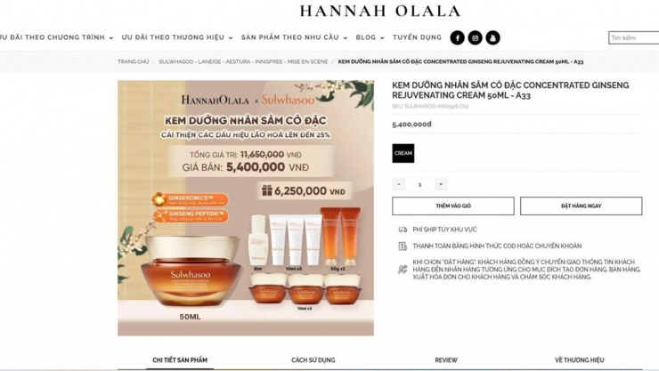 Quảng cáo Kem Dưỡng nhân sâm cô đặc đến 6000 lần với hàm lượng saponin cực cao.