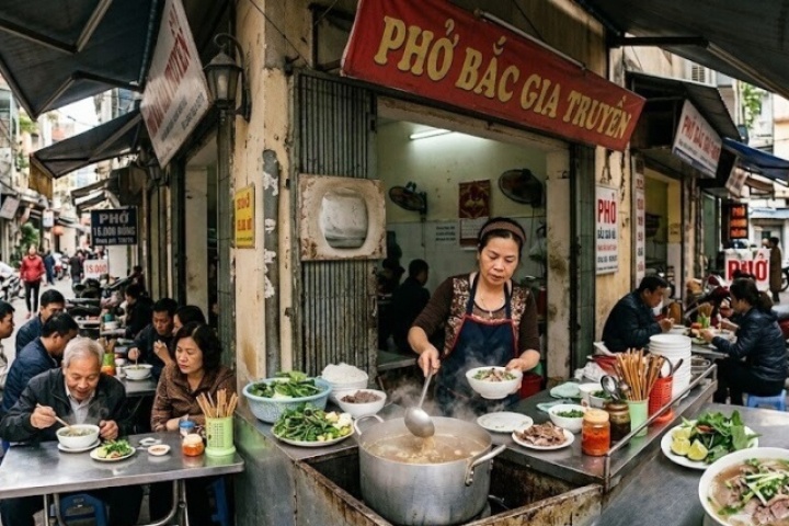 Những bát bún 10.000 đồng giữa chợ Hà Nội