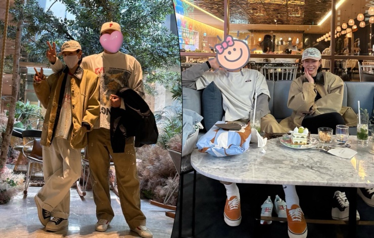 Son Ye Jin che mặt Hyun Bin khi đăng ảnh chung. Ảnh: Instagram