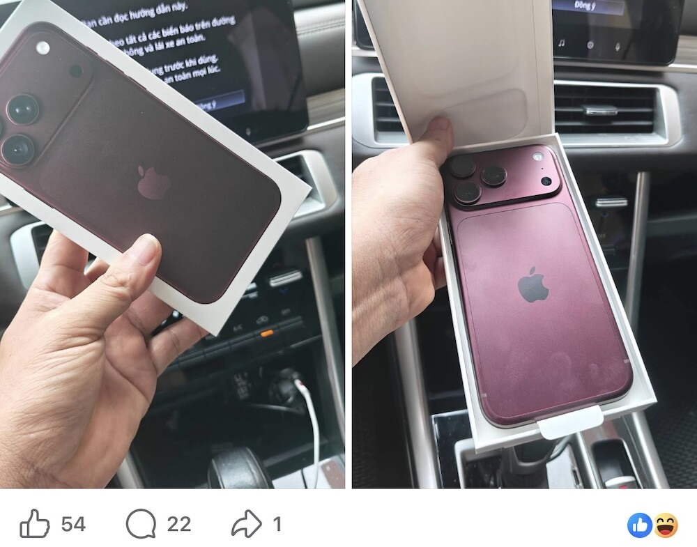 Một iFan khoe iPhone 18 Pro Max màu đỏ "burgundy".