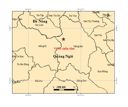 Bản Đồ Chấn Tâm Động Đất Măng Bút, Quảng Ngãi