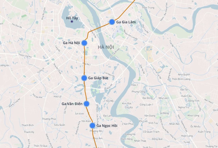 Vị trí ga Ngọc Hồi ở phía nam và ga Gia Lâm ở phía đông Hà Nội được quy hoạch là ga đầu mối hành khách. Đồ họa: Hoàng Khánh
