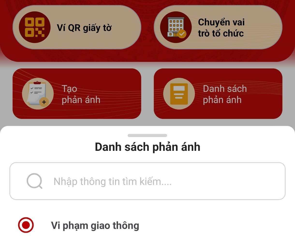 Chọn tạo phản ánh vi phạm giao thông trên VNeTraffic.