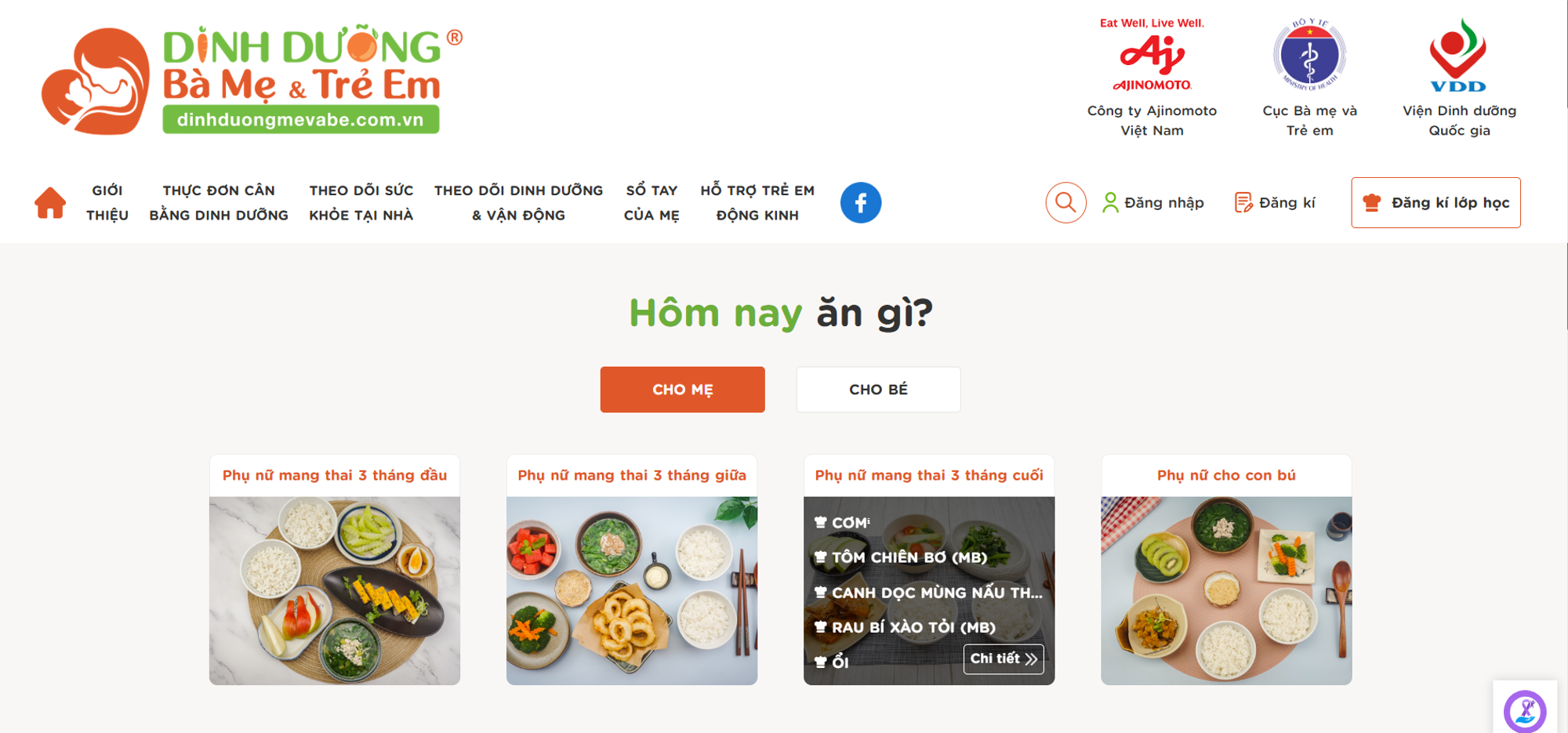 Phần mềm Dinh dưỡng Mẹ và Bé tại địa chỉ website www.dinhduongmevabe.com.vn