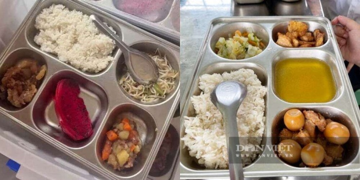 Sự khác biệt có thể nhìn thấy rõ tại hai suất cơm ngày 23/9 (ảnh trái) và ngày 24/9 (ảnh phải). Ảnh: NDCC và Gia Khiêm