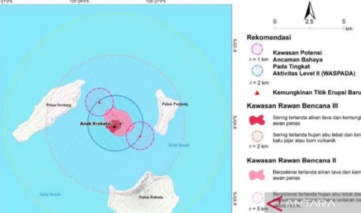Indonesia phát hiện hai đảo mới sau đợt phun trào núi lửa Anak Krakatau (Ảnh - Cơ quan Địa chất Indonesia)