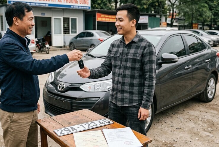 Bán xe có giao luôn giấy tờ và biển số cho người mua không?