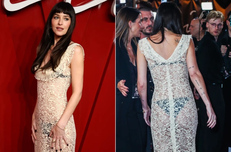 Thiết kế tôn vóc dáng mảnh mai của Dakota Johnson. Ảnh: Splash