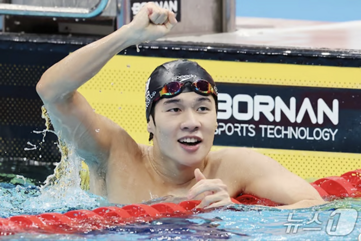 Kim Min-seop thi đấu ở vòng loại của cả hai nội dung tiếp sức 4x100 m và 4x200 m tự do nam. (Ảnh: Star News)