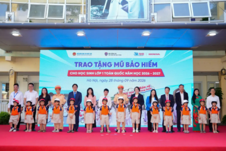 1,8 triệu mũ bảo hiểm sẽ được Honda Việt Nam trao đến các em học sinh lớp Một trên cả nước