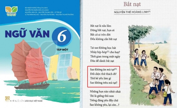 Tác phẩm "Bắt nạt"&nbsp;của Nguyễn Thế Hoàng Linh, in trong SGK Ngữ văn 6 (Ảnh sưu tầm)