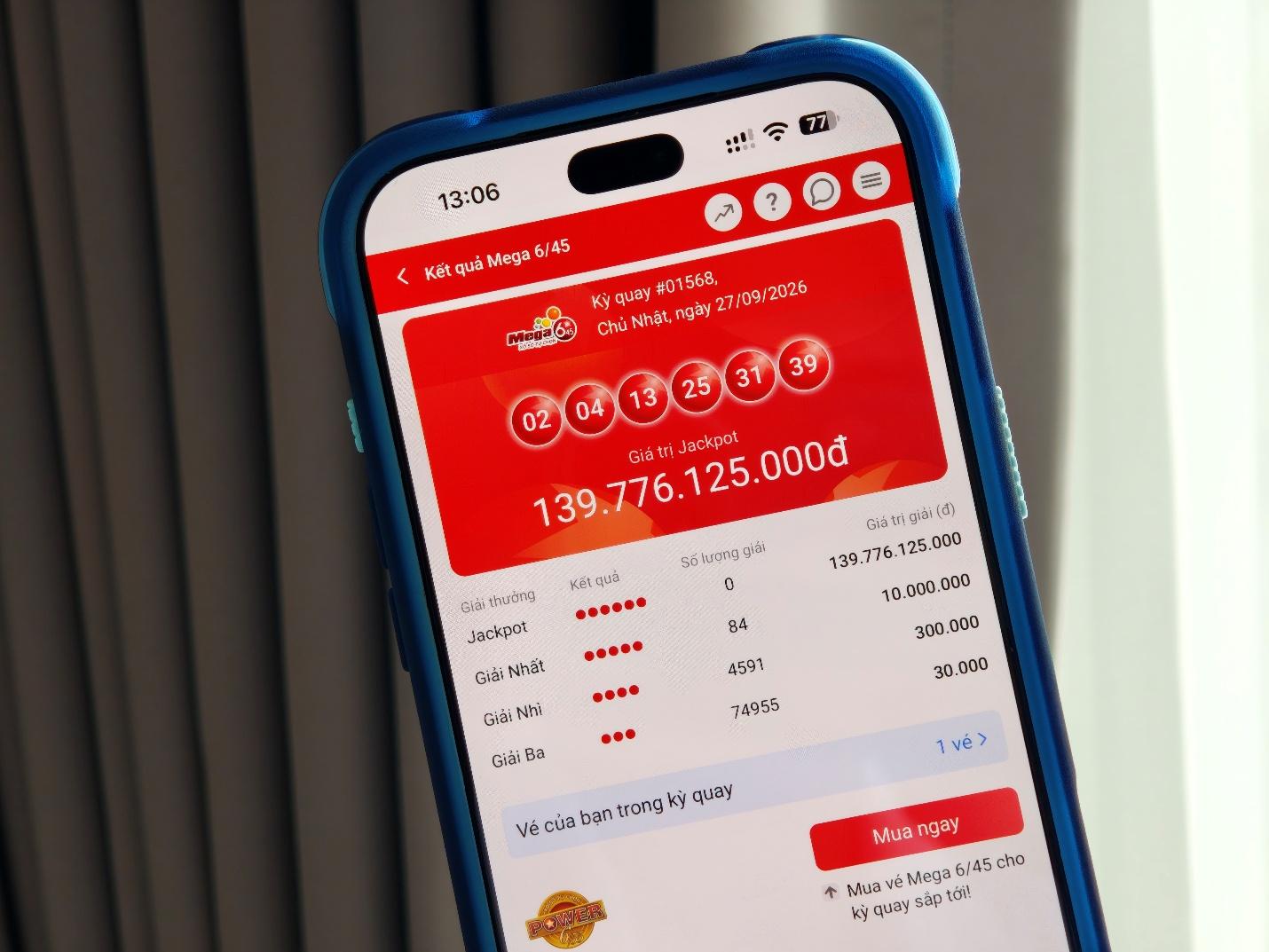 Giải Jackpot xổ số Mega 6/45 của Vietlott tiến sát đỉnh 159 tỷ đồng - 1