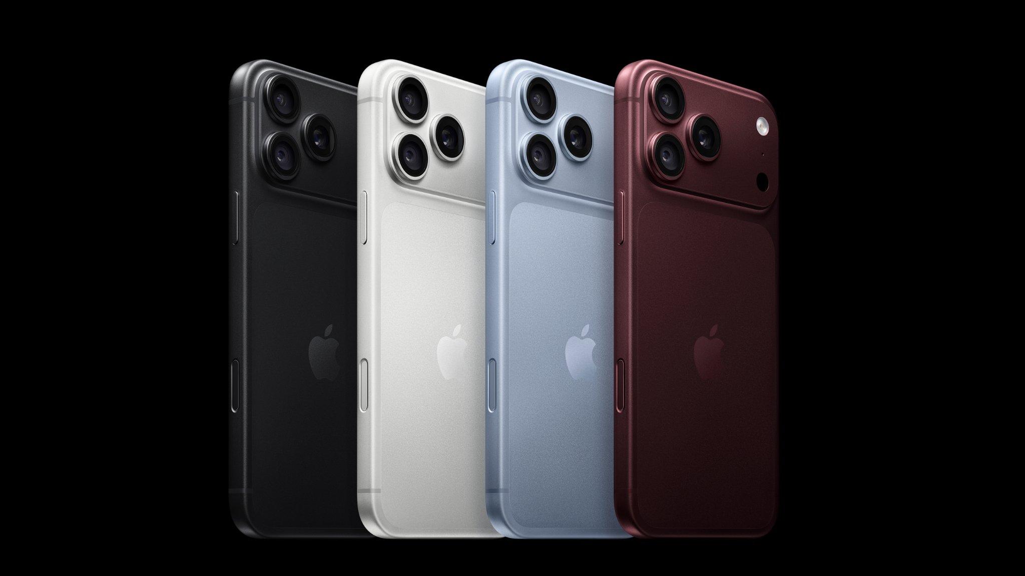 Bộ đôi iPhone 18 Pro và Pro Max có bốn màu Đen, Bạc, Băng Thanh và Đỏ Burgundy. Ảnh: Apple