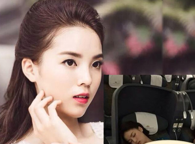 Hoa hậu Kỳ Duyên gặp khốn đốn vì bị chụp ảnh khi ngủ trên máy bay.