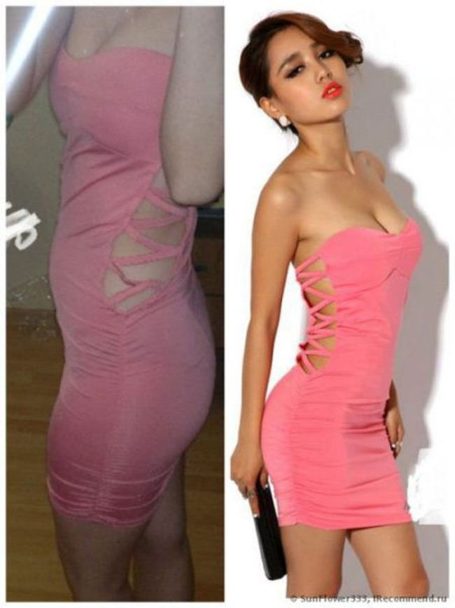 Cũng cut - out, cũng hồng, cũng cúp ngực... mà sao phiên bản thực nó lại lỗi thế này?
