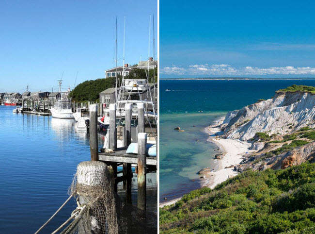 Martha&#39;s Vineyard, Massachusetts: Hòn đảo này có dân số khoảng 15.000 người, lượng du khách tới đây vào mùa hè có thể tăng lên hơn 100.000 người. Được bao quanh bởi Đại Tây Dương, Martha&#39;s Vineyard nổi tiếng với những cồn cát, bến cảng tấp nập thuyền bè, đồng quê thanh bình và bãi biển đẹp.