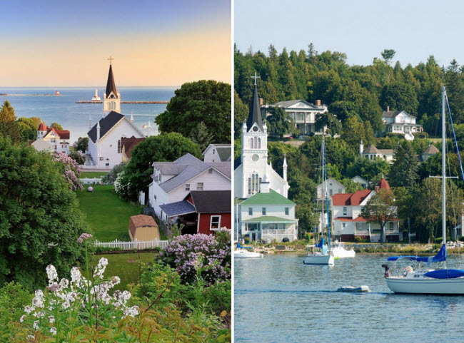 Mackinac, Michigan: Hòn đảo nằm trên hồ Huron là một thế giới hoàn toàn tách biệt với bên ngoài. Du khách không tìm thấy ô tô ở đây và chỉ có thể di chuyển bằng các phương tiện như xe đạp và xe ngựa.
