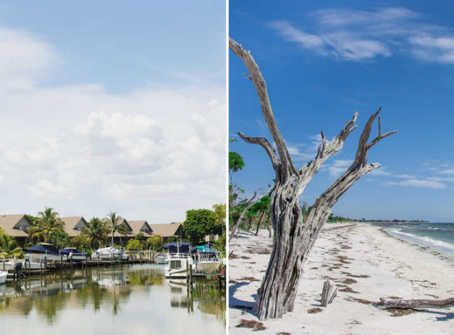 Sanibel và Captiva, Florida: Hai kho báu tiềm ẩn nhất của bang Florida là cặp đảo Sanibel và Captiva. Nơi đây không có các tòa nhà cao tầng hay chuỗi nhà hàng &nbsp;và thay vào đó là bãi biển hoang sơ và cảnh hoàng hôn tuyệt đẹp.