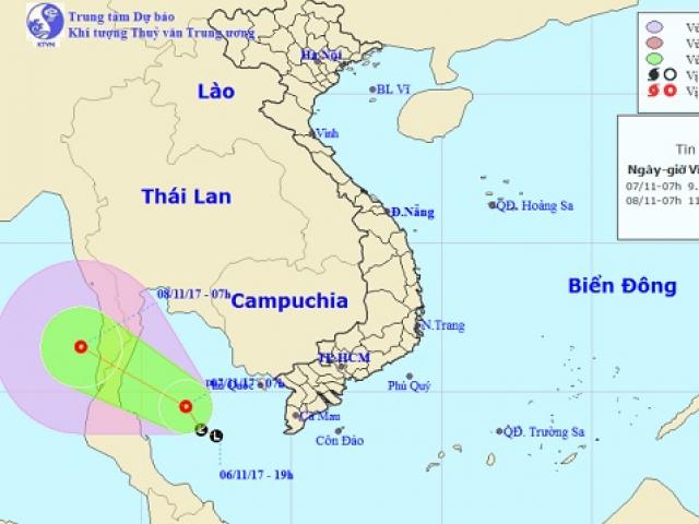 Xuất hiện áp thấp nhiệt đới trên vịnh Thái Lan