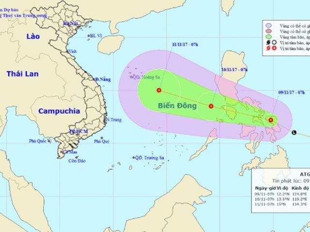 Áp thấp nhiệt đới giật cấp 8 đang hướng thẳng vào Biển Đông