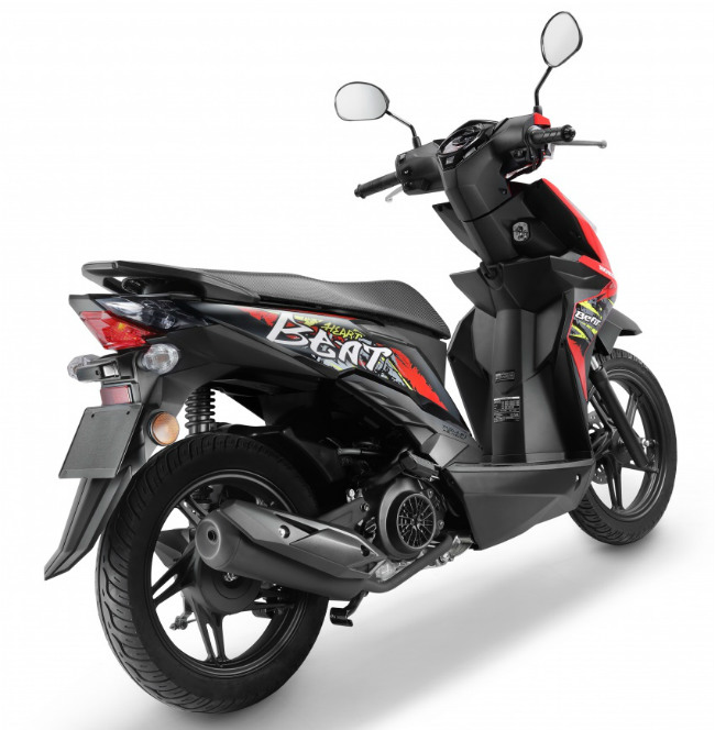 Hệ thống truyền động tiểu biểu trên các xe ga, đó chính là loại hộp số tự động và V-belt. Ảnh 2018 Honda BeAT màu đen.