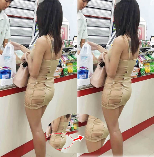 Một cô gái khác cũng từng gây xôn xao khi mặc váy rách mông đi siêu thị.&nbsp;