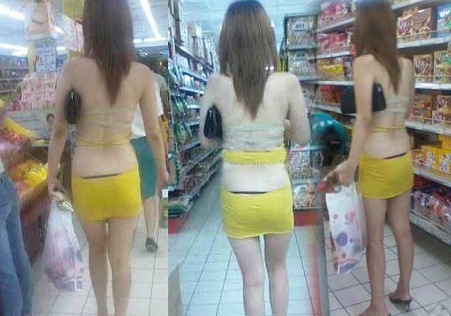 Cô gái người Vũ Hán, Trung Quốc này gây sốc khi mặc thế này đi siêu thị.&nbsp;