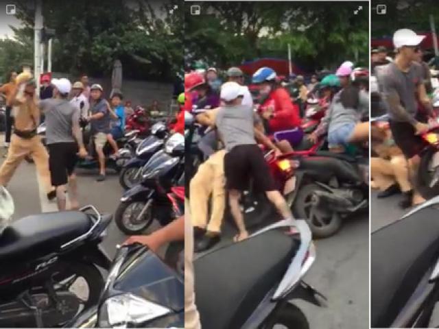 Thanh niên xăm trổ rút dao tấn công CSGT Nha Trang