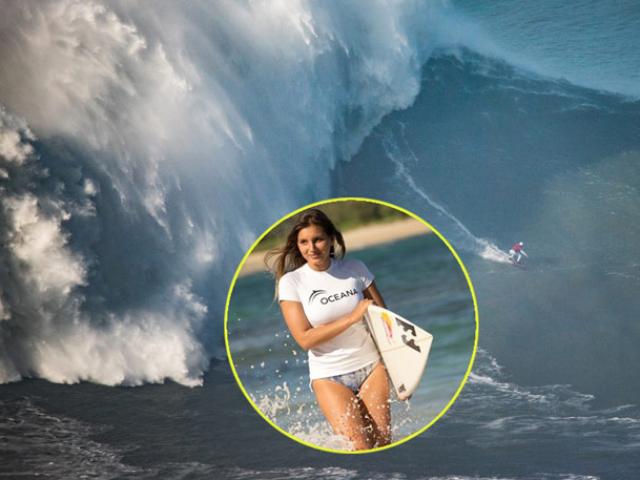 Thể thao - Khoảnh khắc lịch sử: Mỹ nhân đạp lên đầu sóng "tử thần" cao hơn 20m