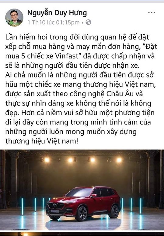 Đại gia Việt vừa &#34;đặt gạch&#34; 5 chiếc xe của VinFast là ai? - 1