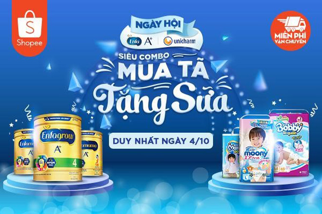 Ngày hội Enfa & Unicharm - Siêu combo mua tã tặng sữa - Duy nhất 4/10 tại Shopee! - 1