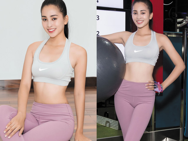 Làm đẹp - Hoa hậu Tiểu Vy miệt mài trong phòng tập
