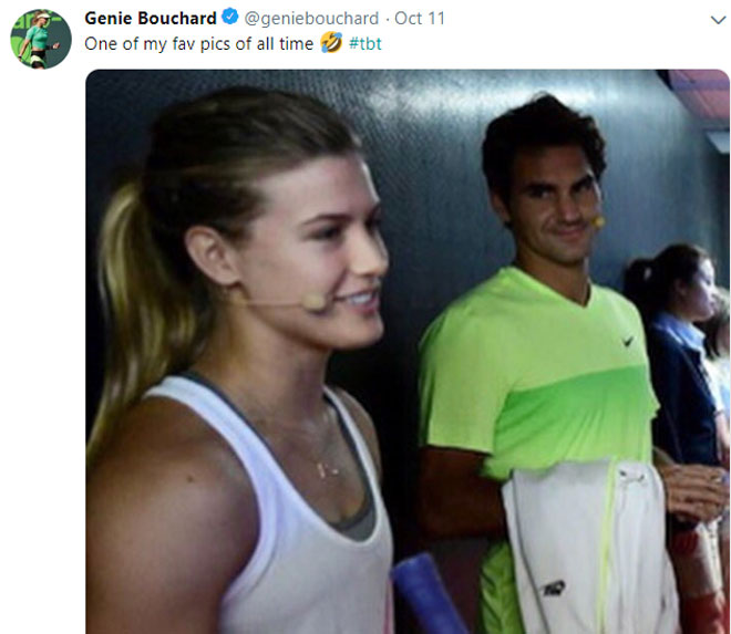 Federer nhìn Bouchard &#34;âu yếm&#34;: Thánh cũng khó kìm lòng trước cái đẹp - 1