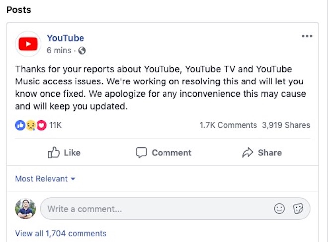 YouTube sập toàn cầu: Dân mạng VN hoang mang, YouTube lên Facebook xin lỗi - 13