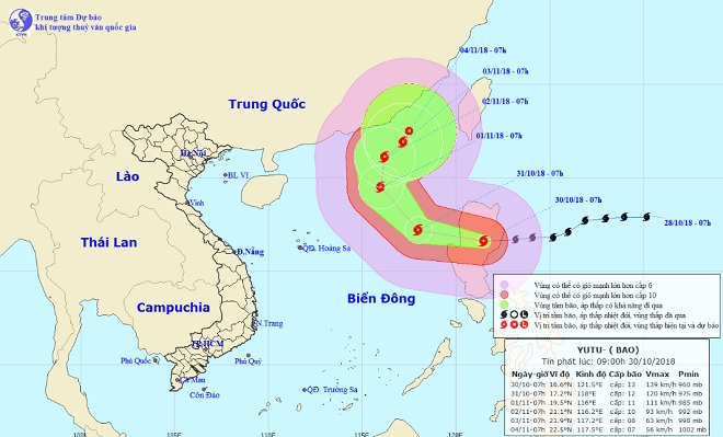 Siêu bão Yutu giật cấp 15 bắt đầu đổi hướng đi vào Biển Đông - 1